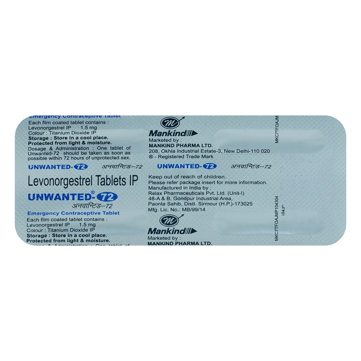 UNWANTED 72 TABLET