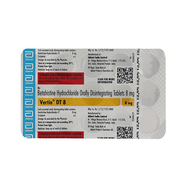 VERTIN DT 8MG TABLET