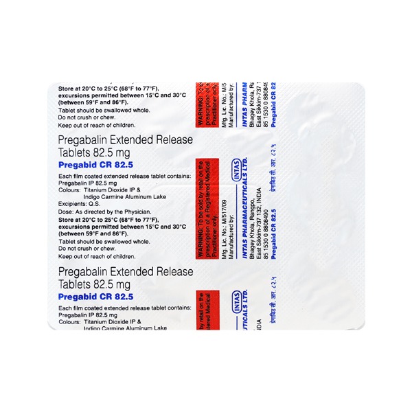 PREGABID- CR- 82.5MG TABLET